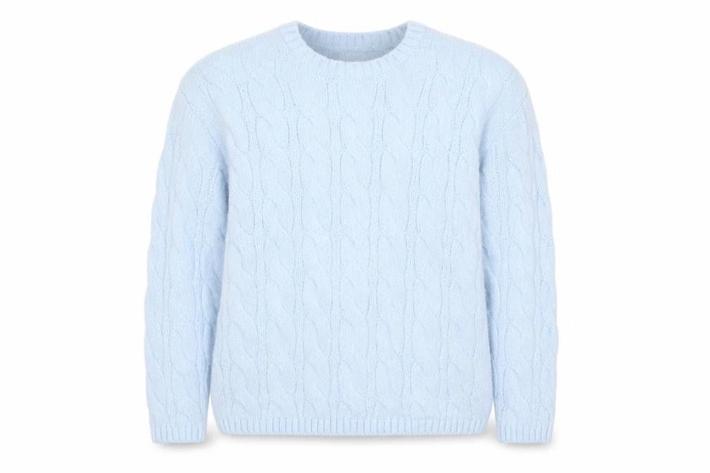 Marks and Spencer Women's Blue M Cable-Knit Crew Neck Pullover Jumper