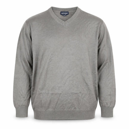 Blue Ocean Men Grey L V-Neck Lightweight Acrylic Pullover Jumper