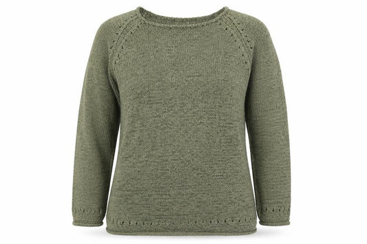 Ada Gatti Women Green L Open Knit Lightweight Raglan Jumper