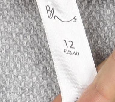 Bhs Petite Women’s Grey UK 12 V-Neck Open Knit Pullover Jumper