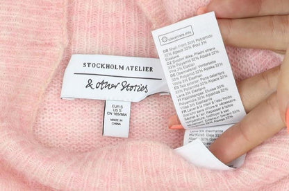 & Other Stories Women Pink S Mohair Blend Mock Neck Raglan Jumper
