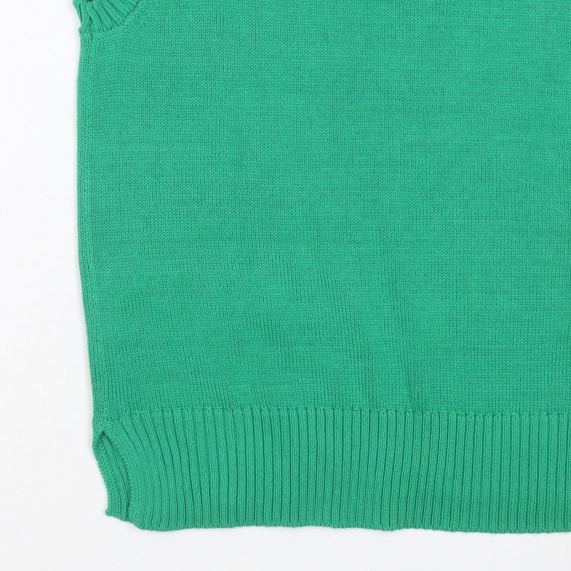 Stradivarius Women Green M V-Neck Sleeveless Knit Jumper Vest