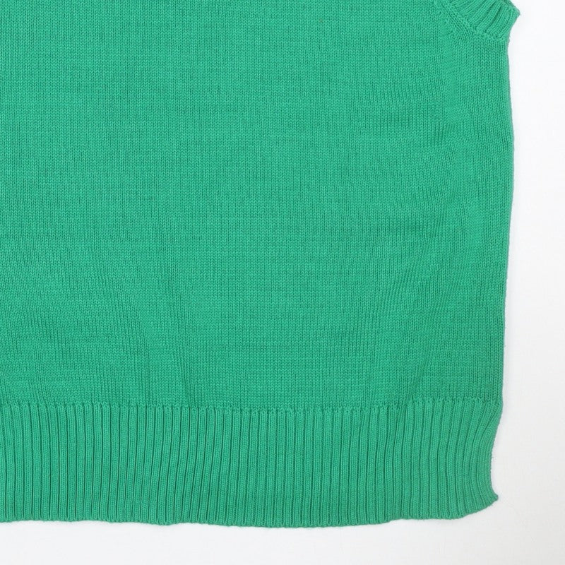 Stradivarius Women Green M V-Neck Sleeveless Knit Jumper Vest