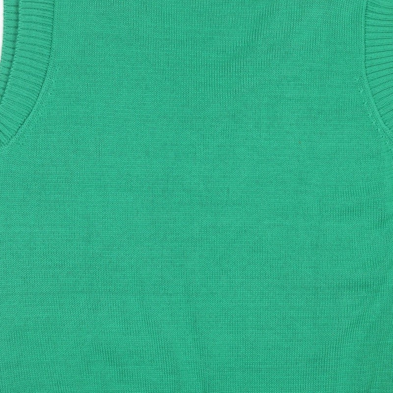 Stradivarius Women Green M V-Neck Sleeveless Knit Jumper Vest