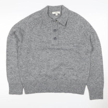 Marks and Spencer Women Grey Alpaca Blend Henley Jumper UK 14