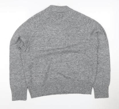 Marks and Spencer Women Grey Alpaca Blend Henley Jumper UK 14