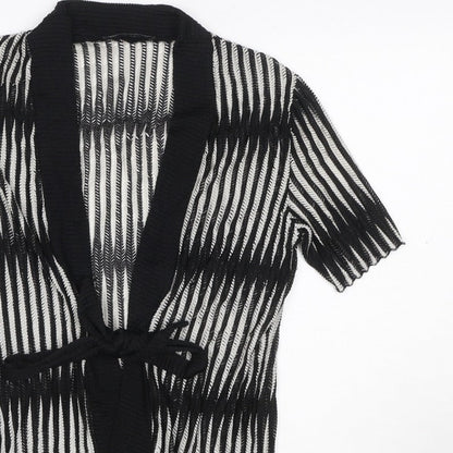 Just Elegance Women’s Black White Stripe Kimono Knit Top Size 14
