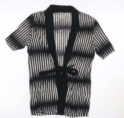 Just Elegance Women’s Black White Stripe Kimono Knit Top Size 14