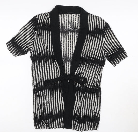 Just Elegance Women’s Black White Stripe Kimono Knit Top Size 14