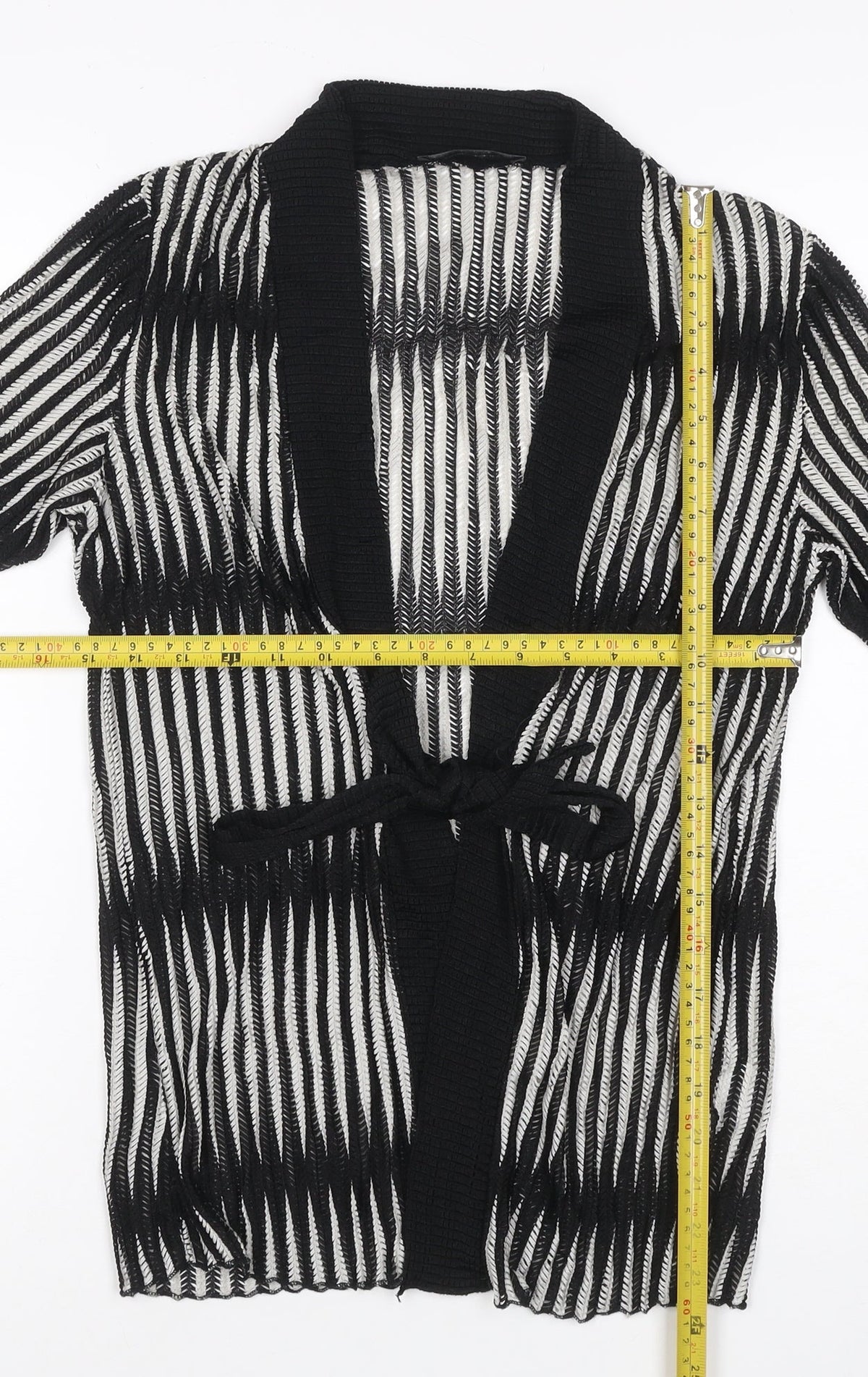 Just Elegance Women’s Black White Stripe Kimono Knit Top Size 14
