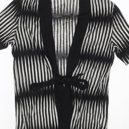 Just Elegance Women’s Black White Stripe Kimono Knit Top Size 14