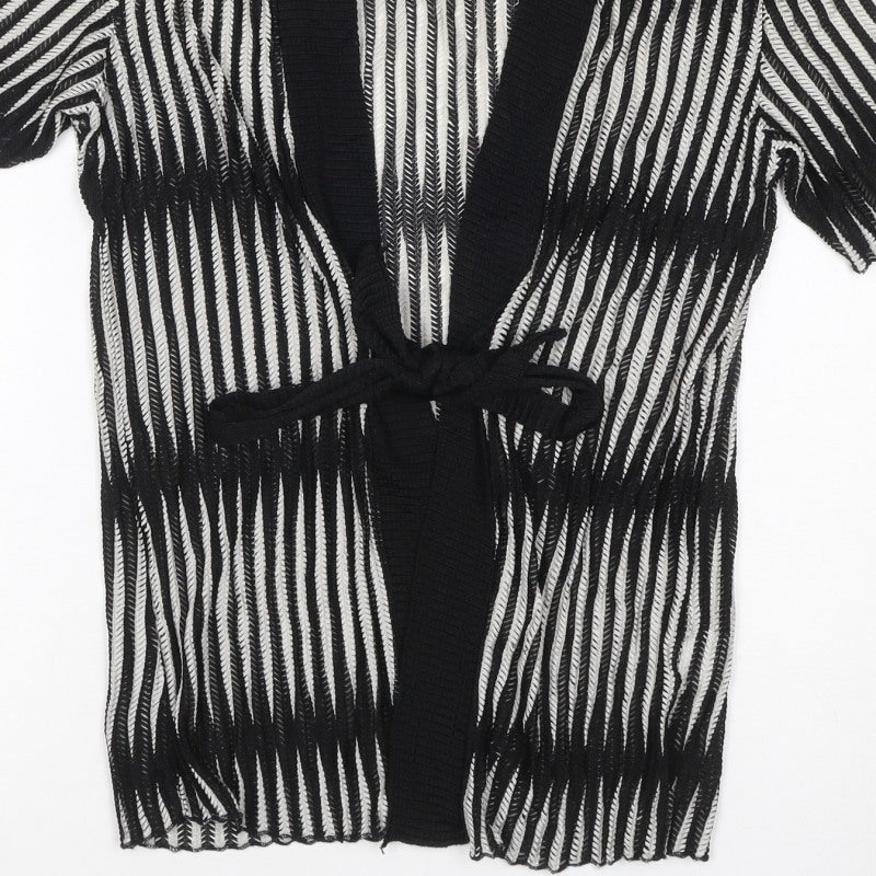 Just Elegance Women’s Black White Stripe Kimono Knit Top Size 14