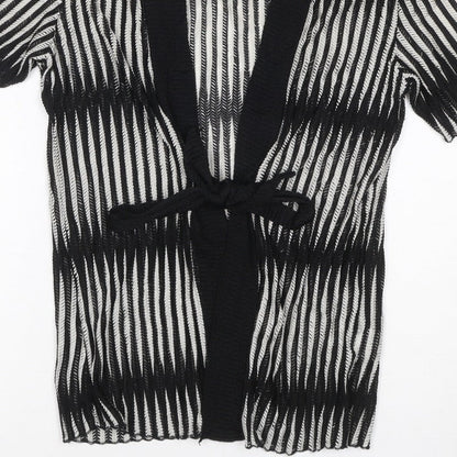 Just Elegance Women’s Black White Stripe Kimono Knit Top Size 14