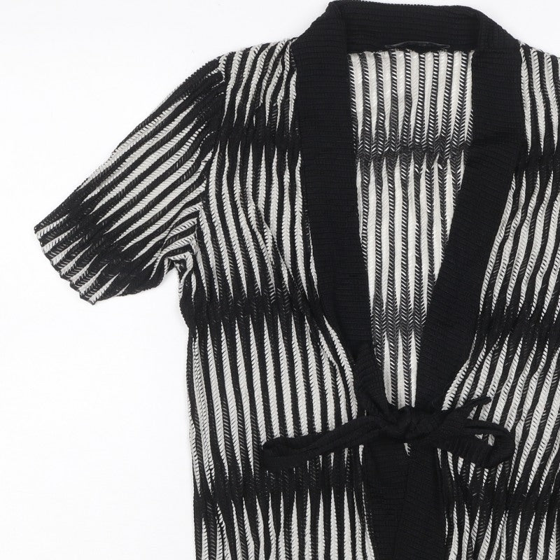 Just Elegance Women’s Black White Stripe Kimono Knit Top Size 14