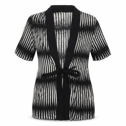 Just Elegance Women’s Black White Stripe Kimono Knit Top Size 14