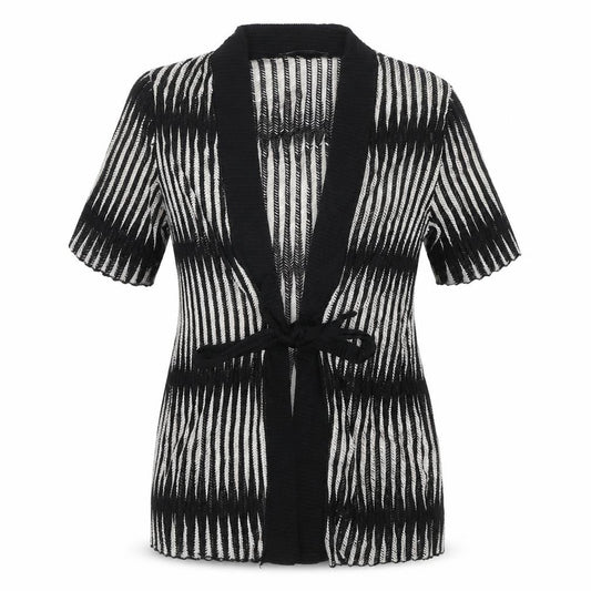 Just Elegance Women’s Black White Stripe Kimono Knit Top Size 14