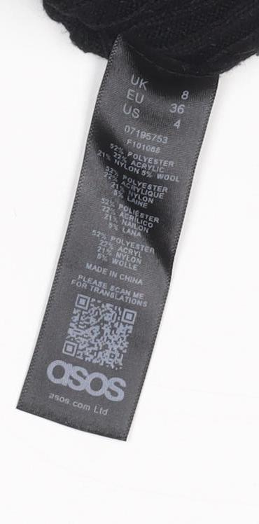ASOS Women Black Blue UK 8 Colourblock Ribbed Midi Jumper Dress