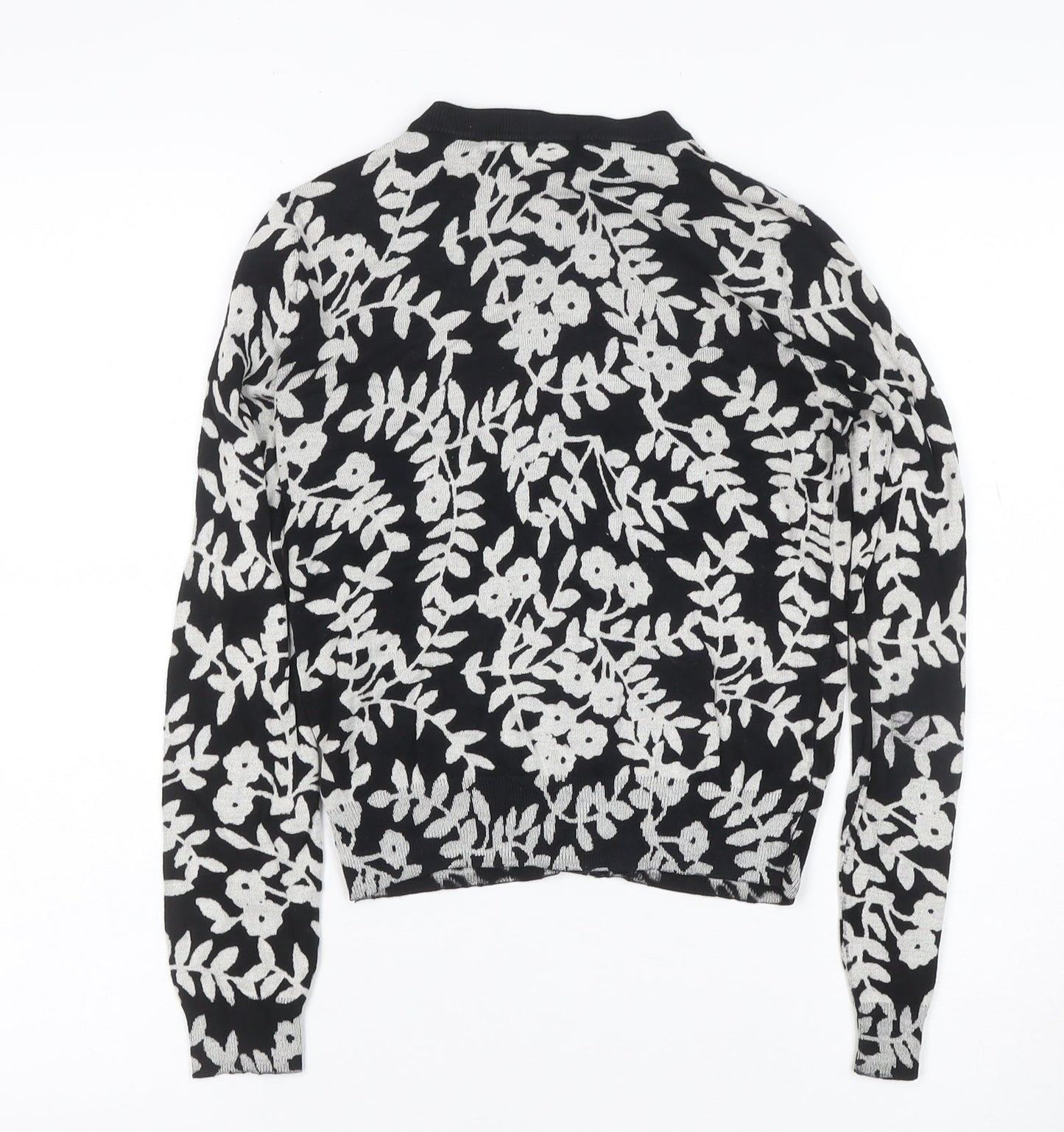 Marks and Spencer Women Black Floral Knit Cardigan UK 8 Long Sleeve