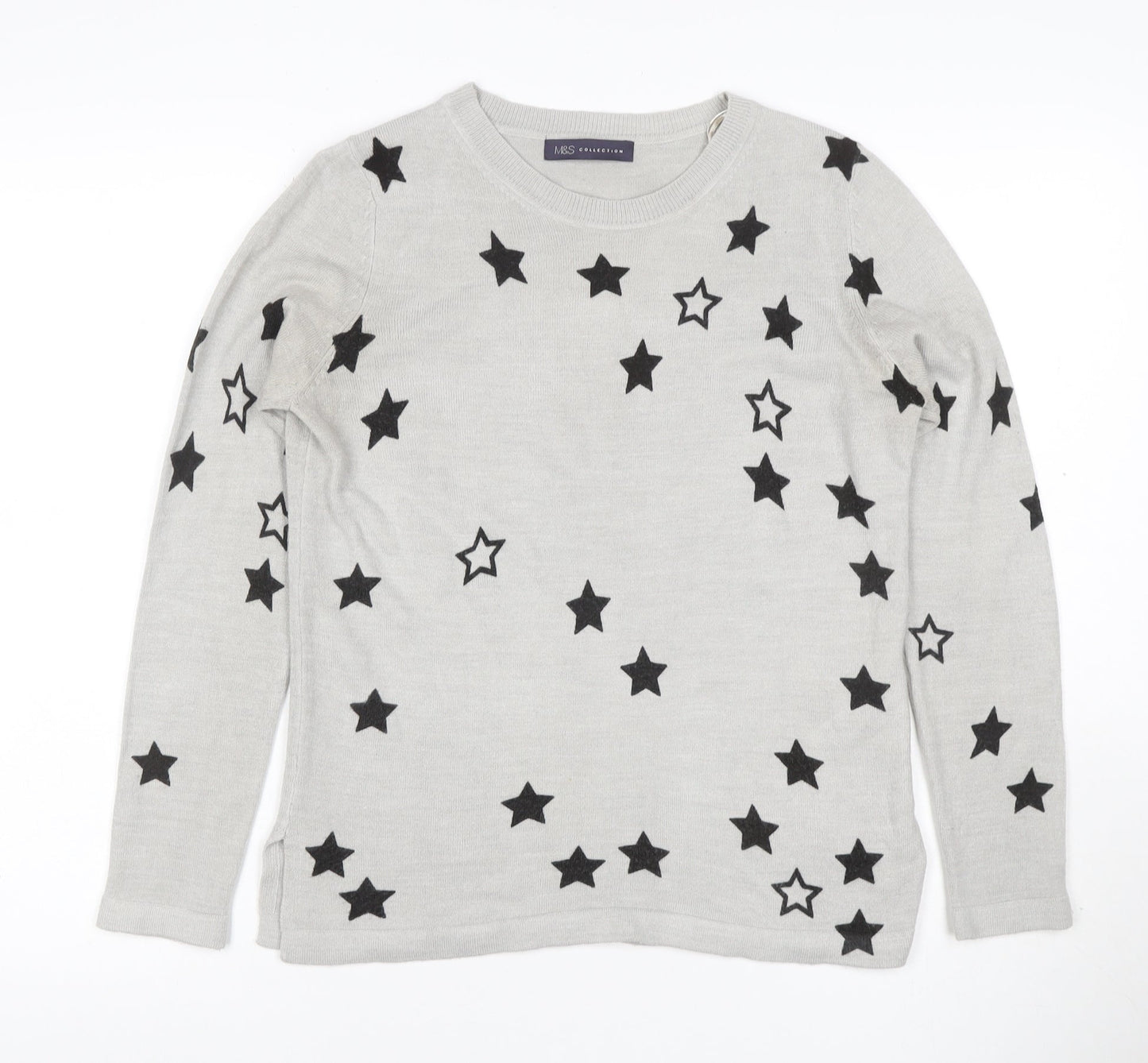 Marks and Spencer Women Grey Star Print Knit Jumper Size 10