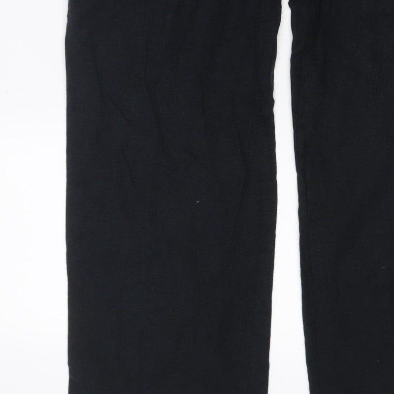 Marks and Spencer Women Black UK 14 Wide-Leg Button Trousers