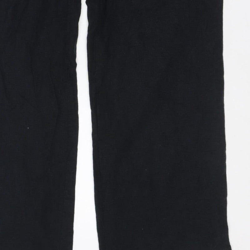 Marks and Spencer Women Black UK 14 Wide-Leg Button Trousers