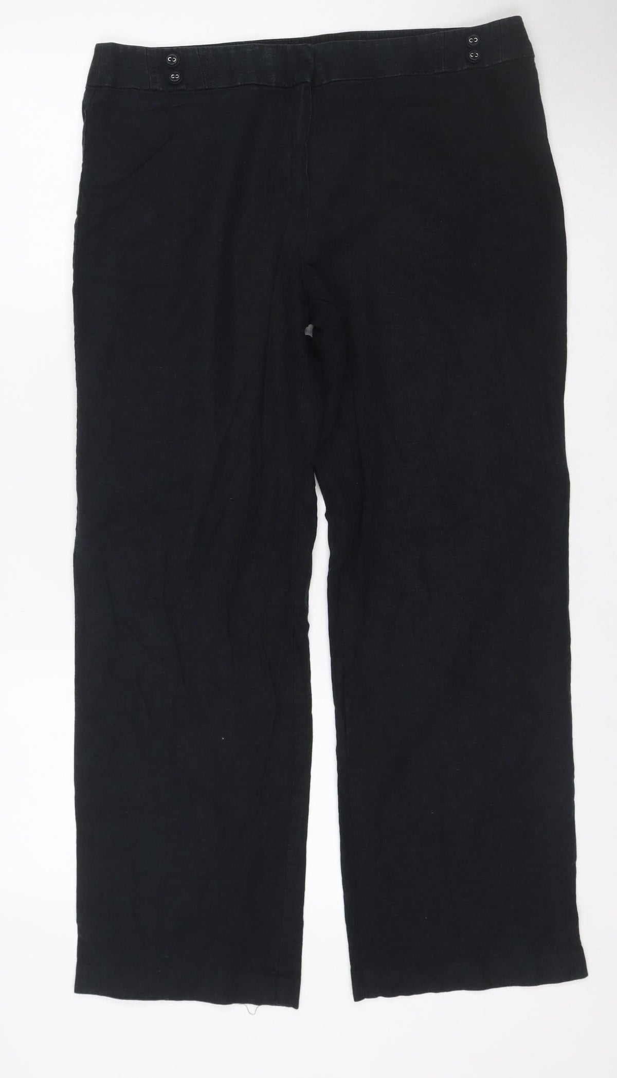 Marks and Spencer Women Black UK 14 Wide-Leg Button Trousers