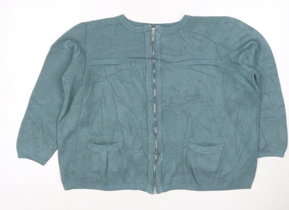 Marks & Spencer Women Blue UK 22 Full Zip Viscose Knit Cardigan
