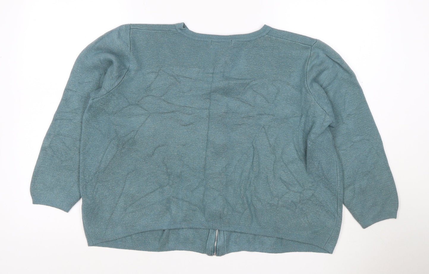 Marks & Spencer Women Blue UK 22 Full Zip Viscose Knit Cardigan