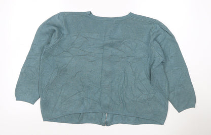 Marks & Spencer Women Blue UK 22 Full Zip Viscose Knit Cardigan