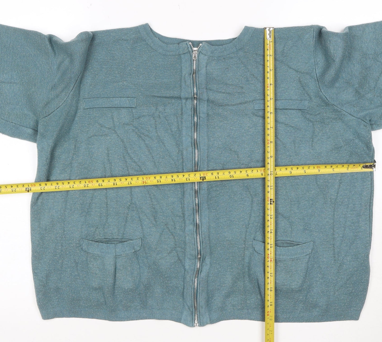 Marks & Spencer Women Blue UK 22 Full Zip Viscose Knit Cardigan