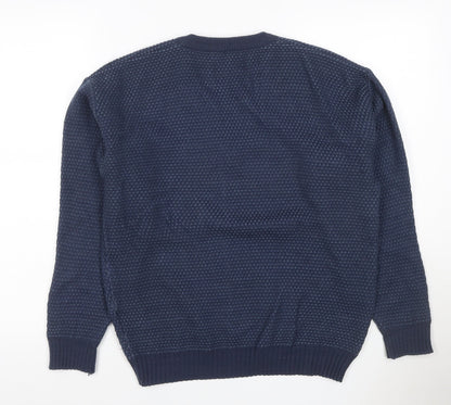 Tootal Mens Blue M V-Neck Waffle Knit Acrylic Pullover Jumper