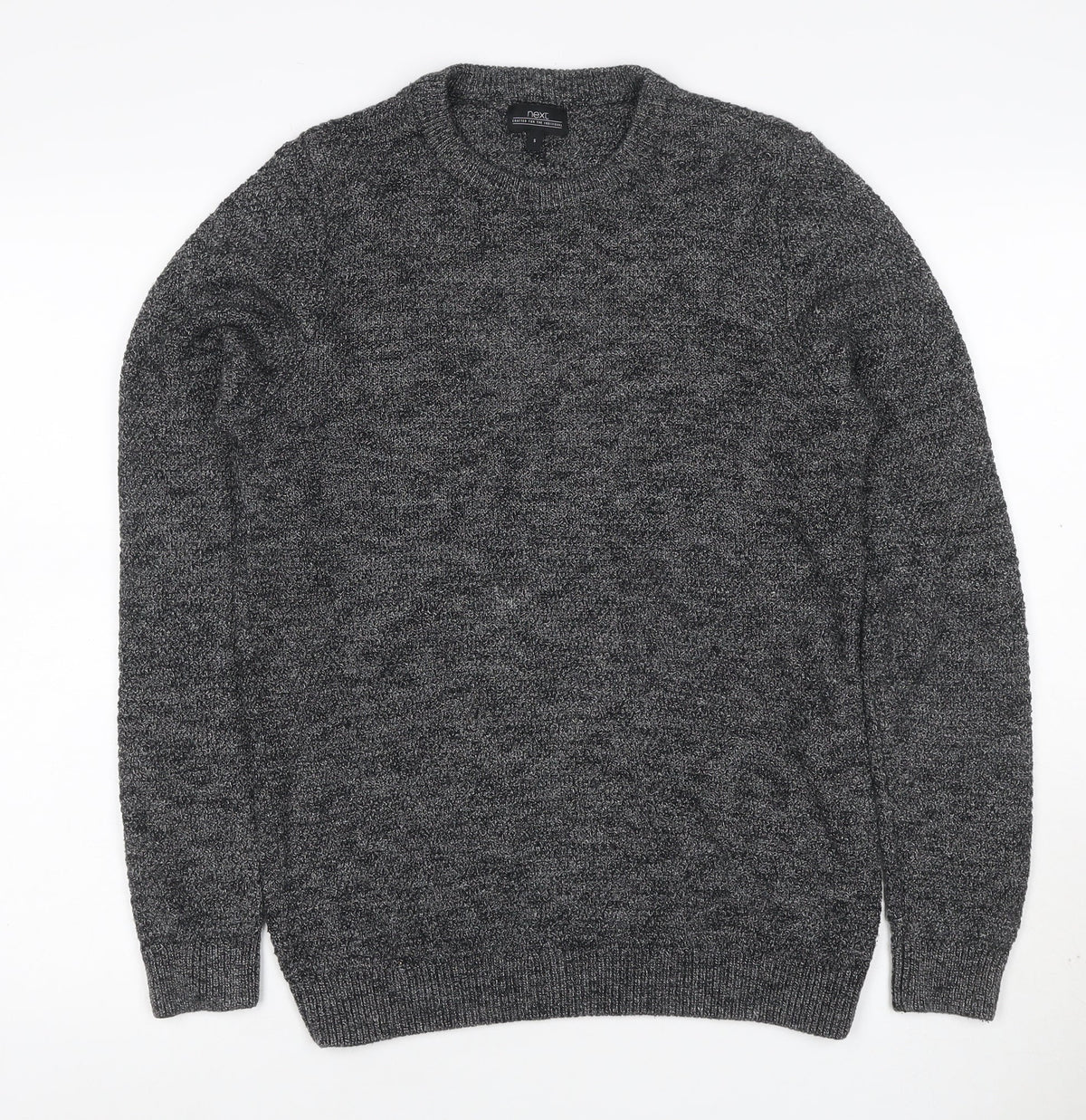 Next Men’s Grey Marl Chunky Knit Crew Neck Pullover Jumper Size S
