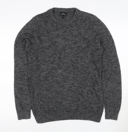 Next Men’s Grey Marl Chunky Knit Crew Neck Pullover Jumper Size S