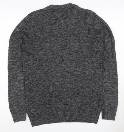 Next Men’s Grey Marl Chunky Knit Crew Neck Pullover Jumper Size S