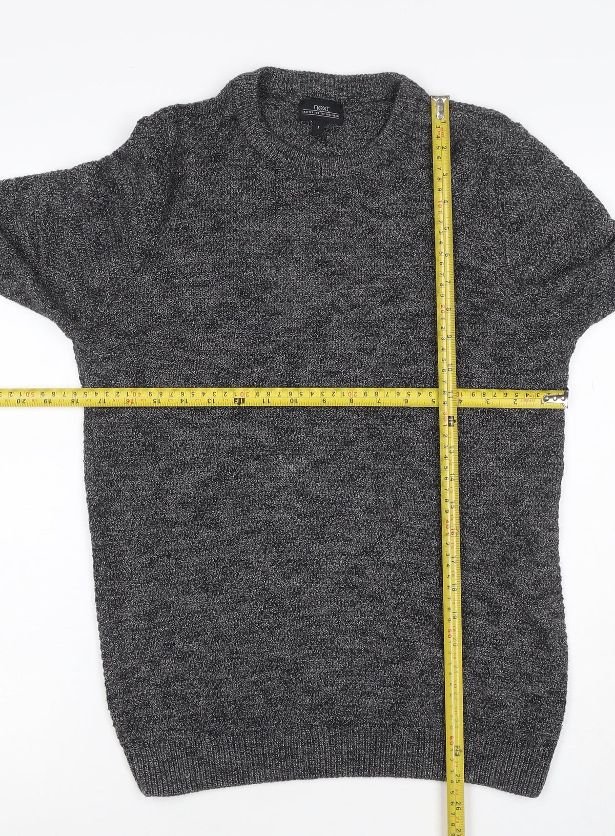 Next Men’s Grey Marl Chunky Knit Crew Neck Pullover Jumper Size S
