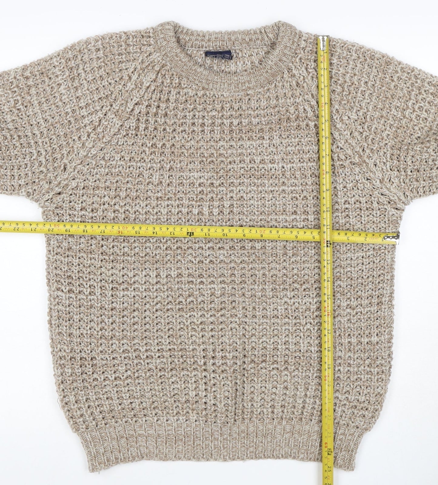 C&A Men’s Beige M Chunky Knit Acrylic Crew Neck Pullover Vintage