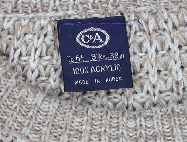 C&A Men’s Beige M Chunky Knit Acrylic Crew Neck Pullover Vintage