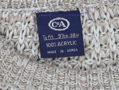 C&A Men’s Beige M Chunky Knit Acrylic Crew Neck Pullover Vintage