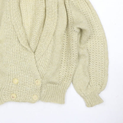 Crée Women Ivory M Chunky Knit Button Cardigan Long Sleeve