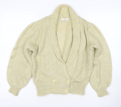 Crée Women Ivory M Chunky Knit Button Cardigan Long Sleeve