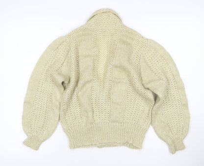 Crée Women Ivory M Chunky Knit Button Cardigan Long Sleeve