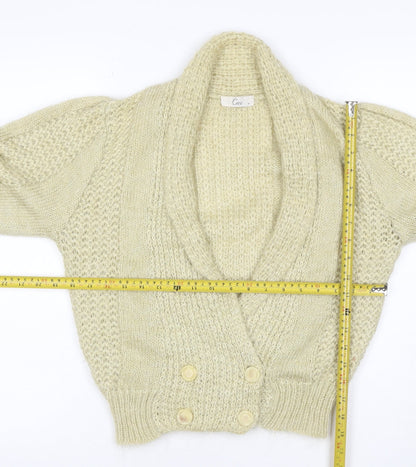 Crée Women Ivory M Chunky Knit Button Cardigan Long Sleeve