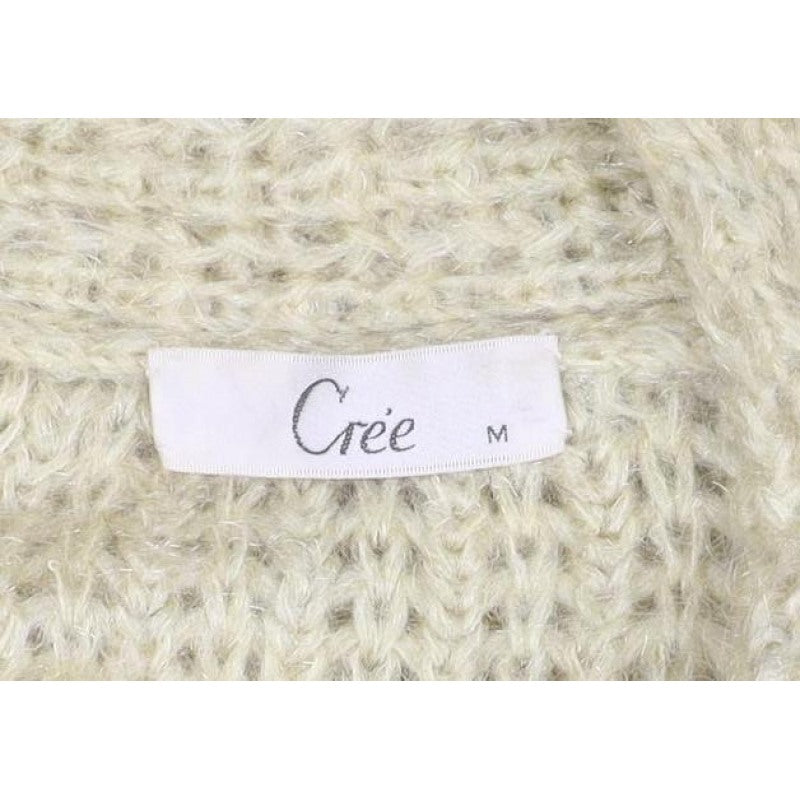 Crée Women Ivory M Chunky Knit Button Cardigan Long Sleeve