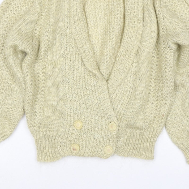 Crée Women Ivory M Chunky Knit Button Cardigan Long Sleeve
