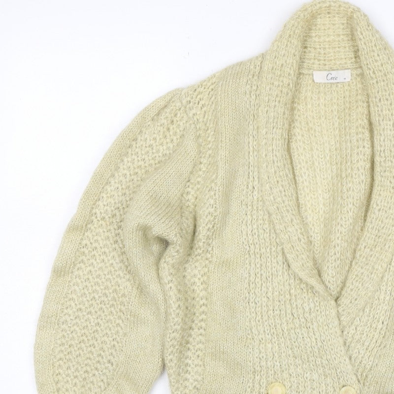 Crée Women Ivory M Chunky Knit Button Cardigan Long Sleeve