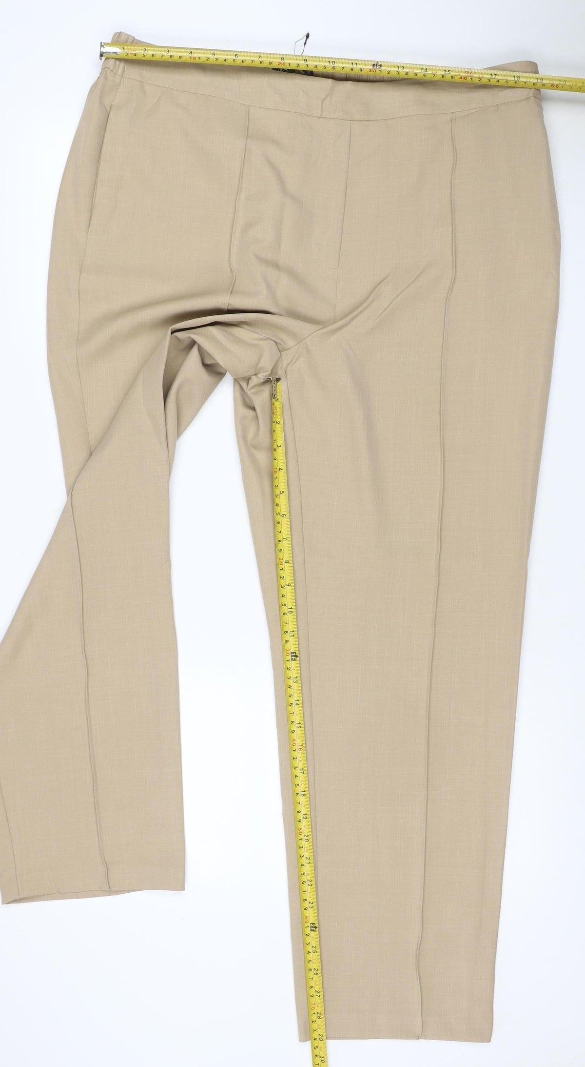 Marks & Spencer Women's Beige UK 20 Regular Wide-Leg Viscose Trousers