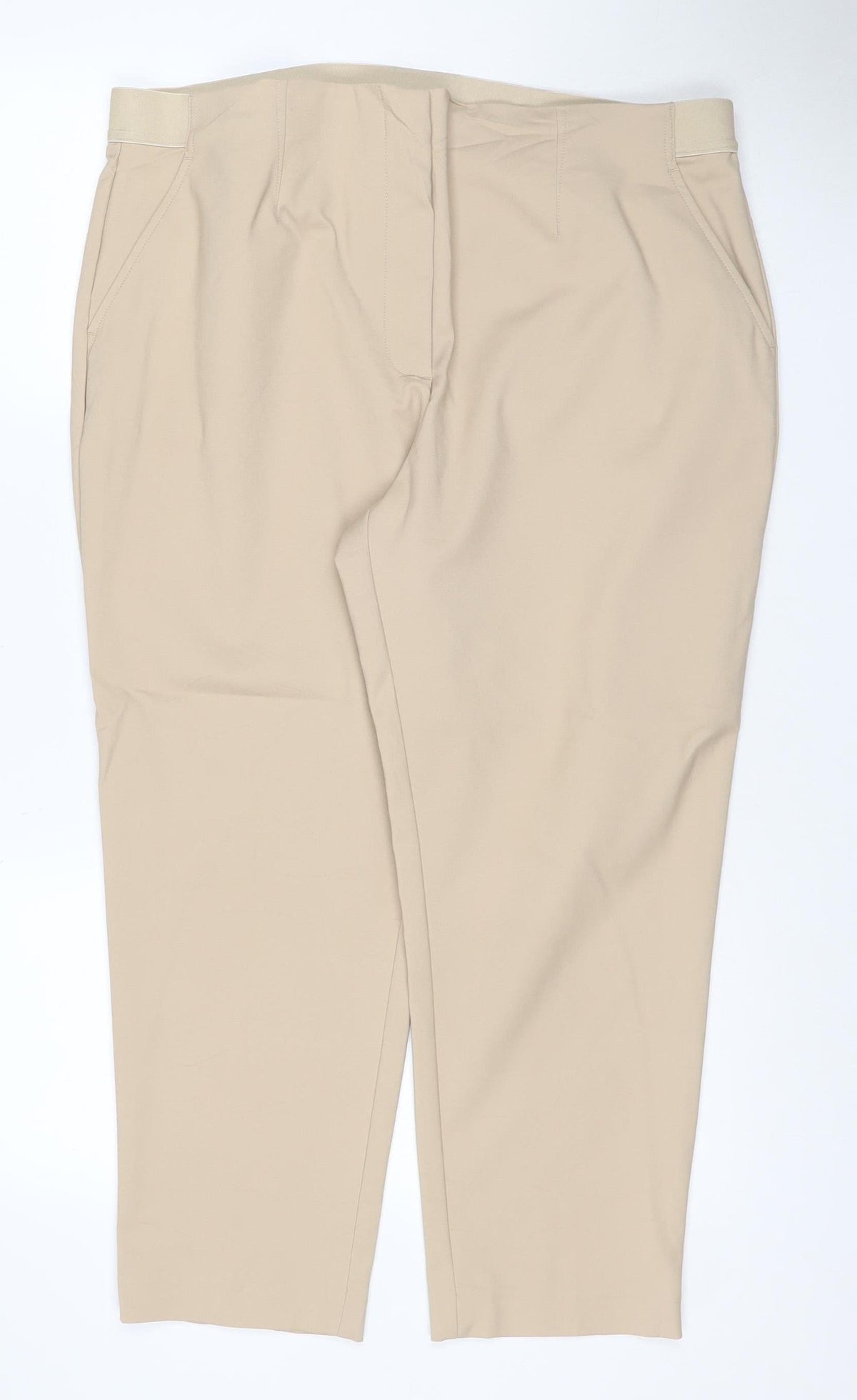 Marks & Spencer Women Beige Size 20 Stretch Pull-On Straight Trousers