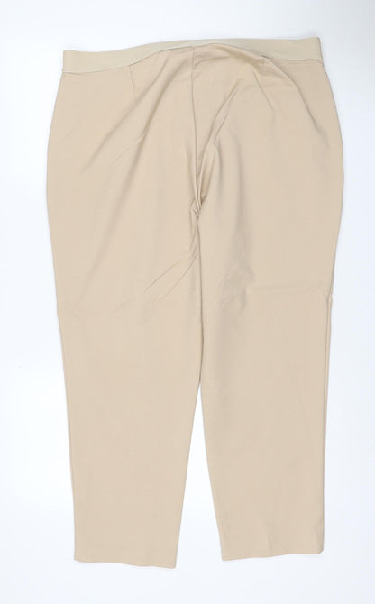 Marks & Spencer Women Beige Size 20 Stretch Pull-On Straight Trousers
