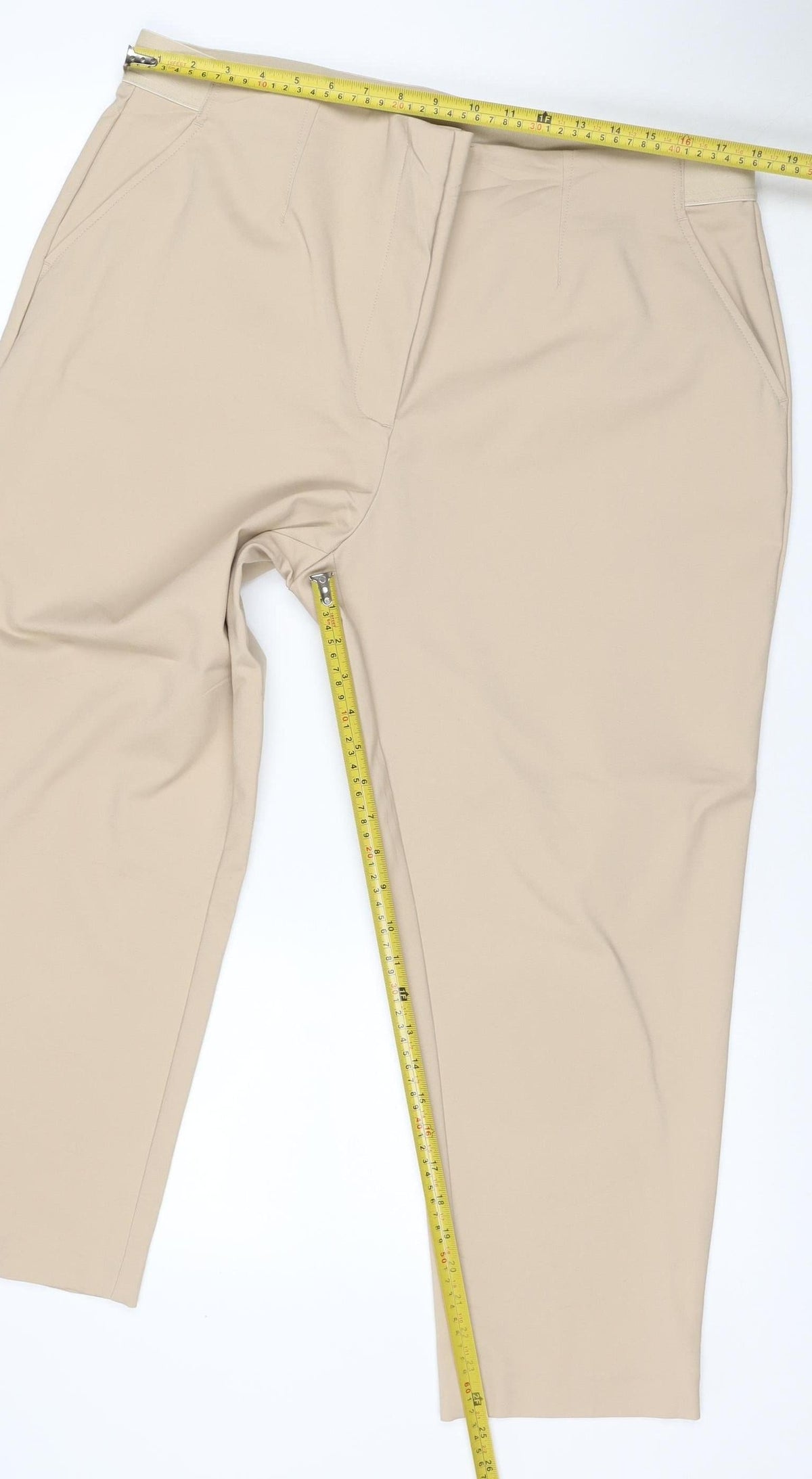 Marks & Spencer Women Beige Size 20 Stretch Pull-On Straight Trousers