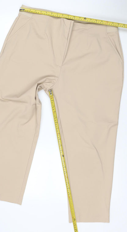 Marks & Spencer Women Beige Size 20 Stretch Pull-On Straight Trousers